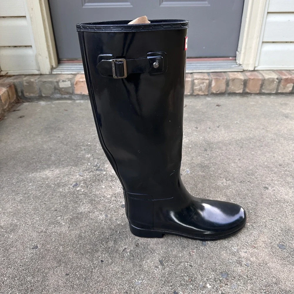 Hunter‎ Rain Boots Women's Original Tall Gloss Rain Boots Black Size US 8